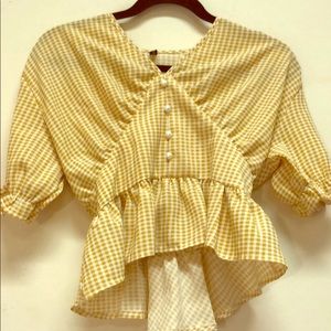 Women V Neck Elbow Sleeve Blouse
